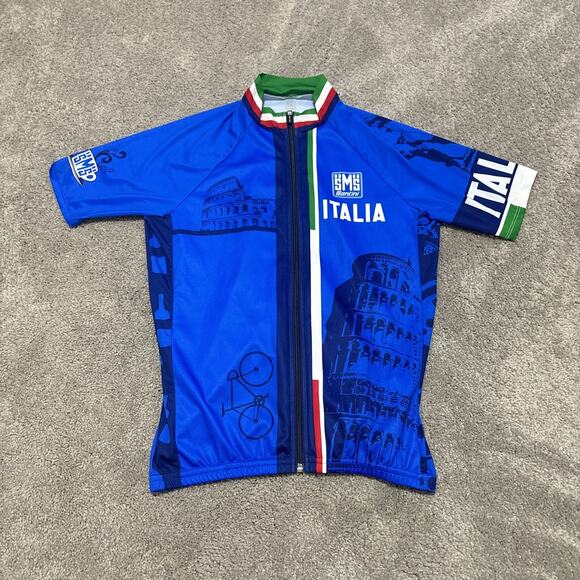 SMS Santini Cycling Jersey Blue Italia Rome Size Medium - Picture 1 of 6
